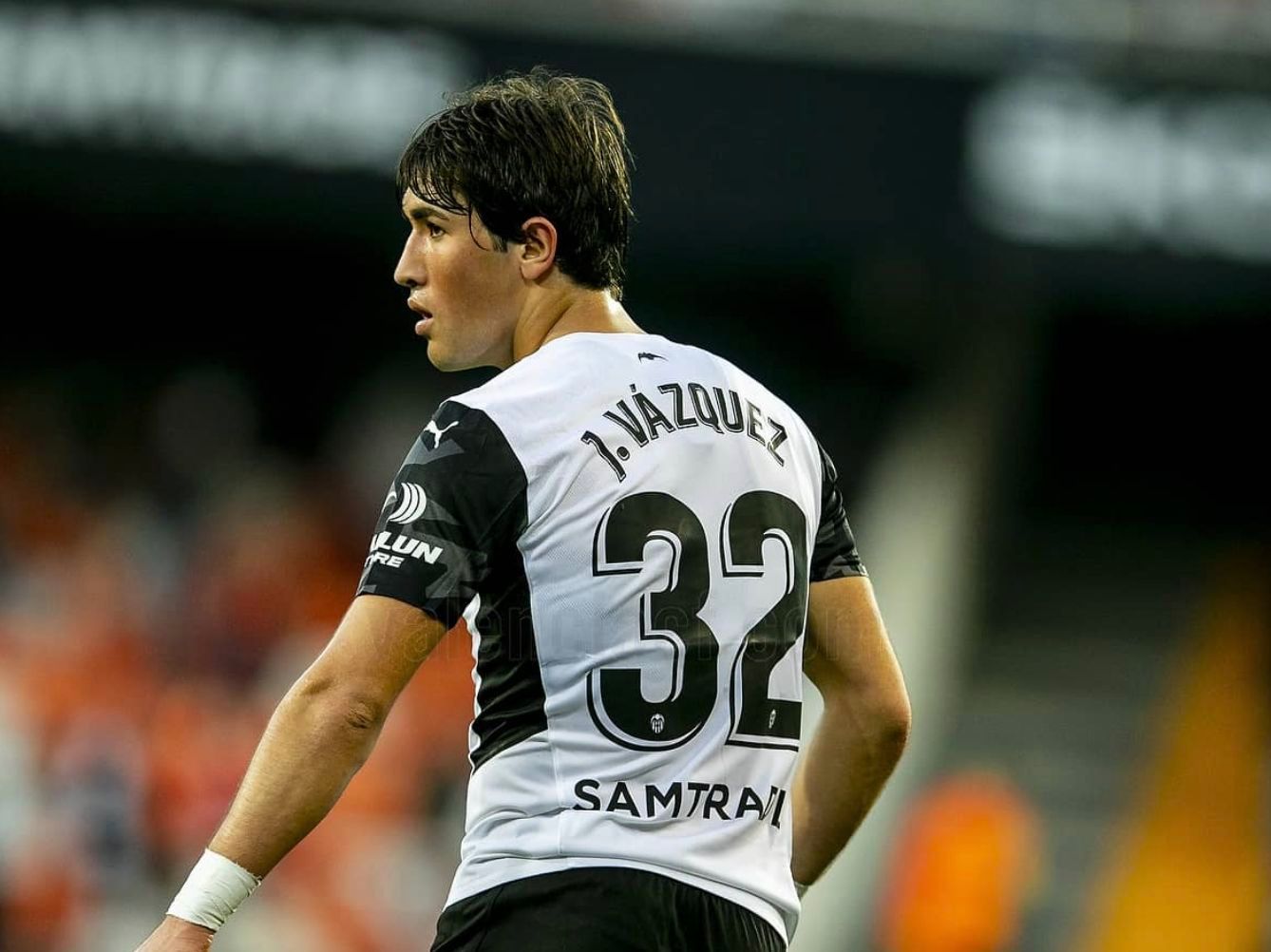 Jesús Vázquez, durante el Valencia-Espanyol.