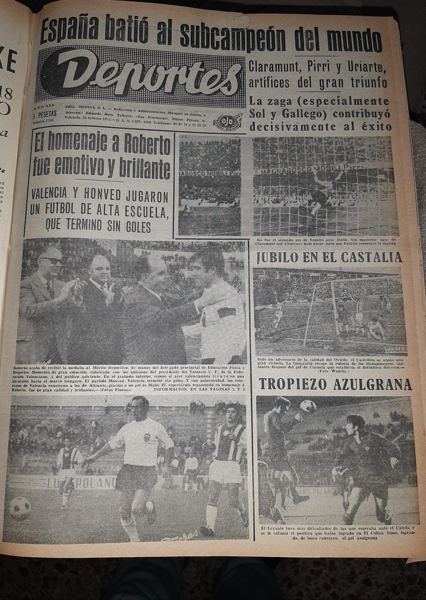  La portada del homenaje a Roberto Gil con Paco Gento abajo a la izquierda