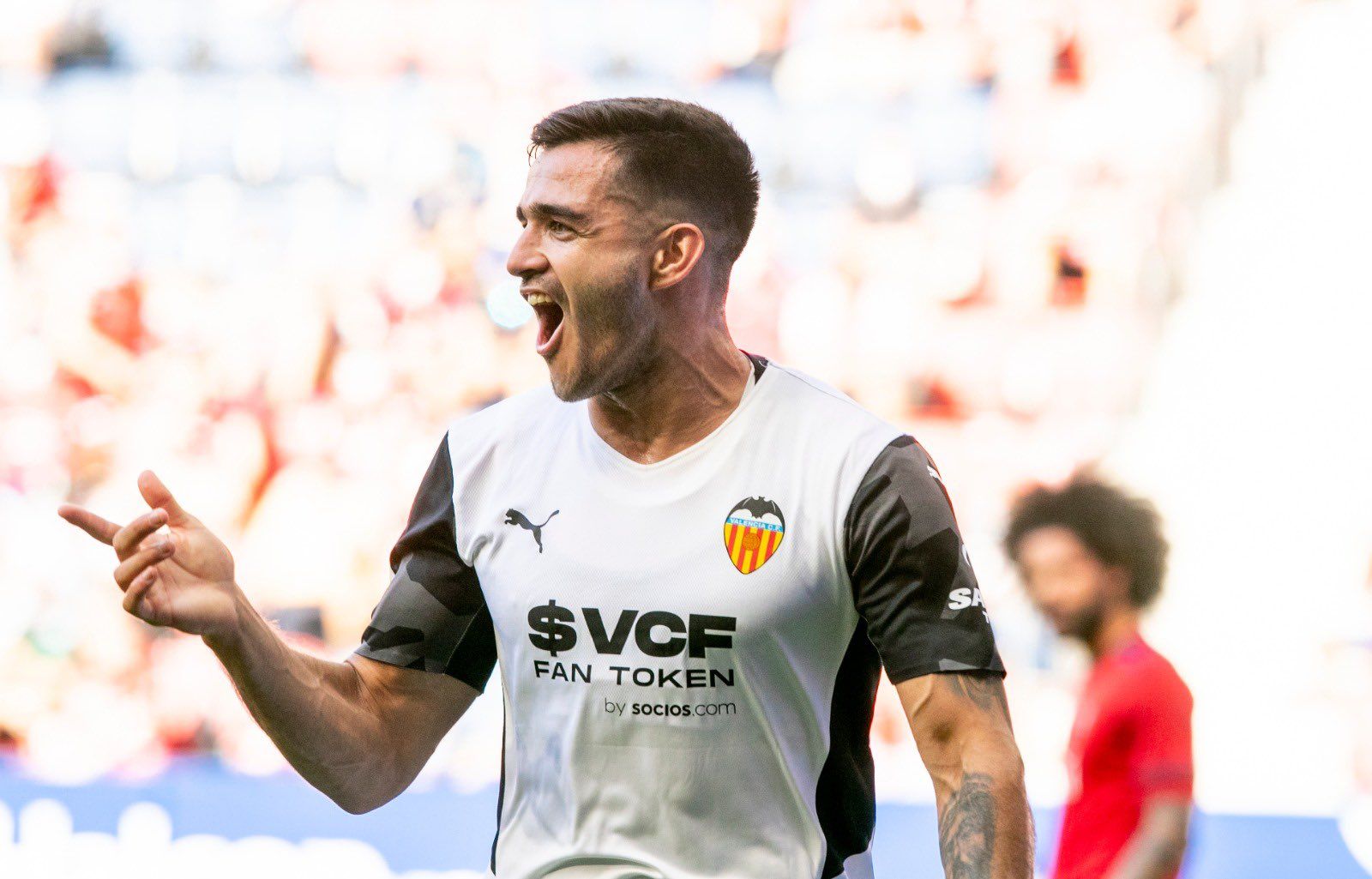 Maxi Gómez celebra su gol ante Osasuna