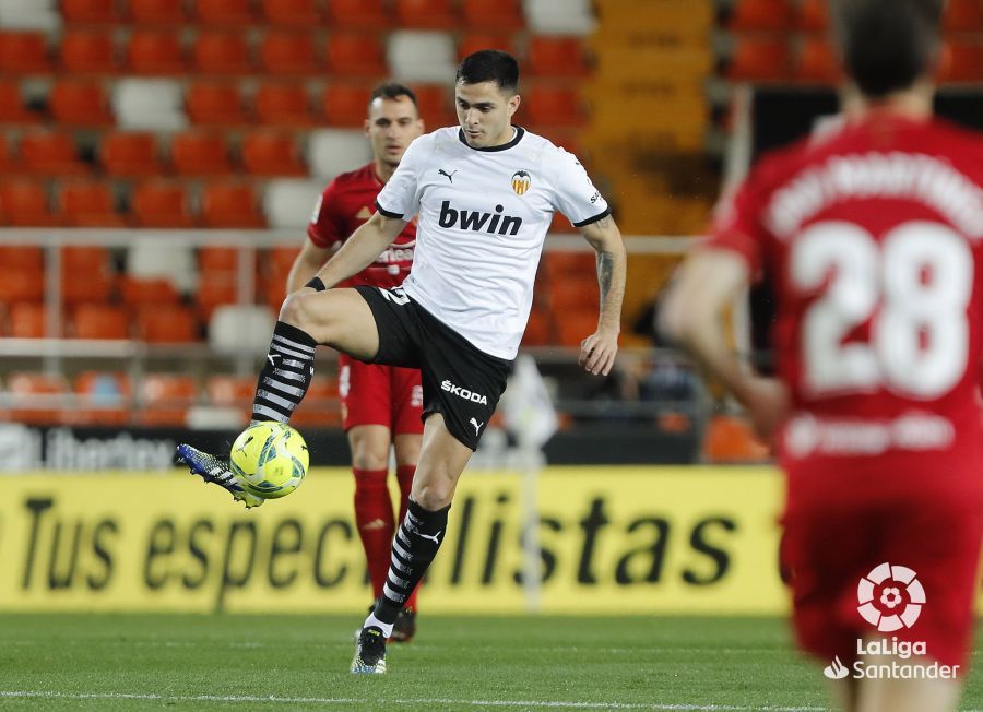 Maxi Gómez, durante el Valencia-Osasuna.