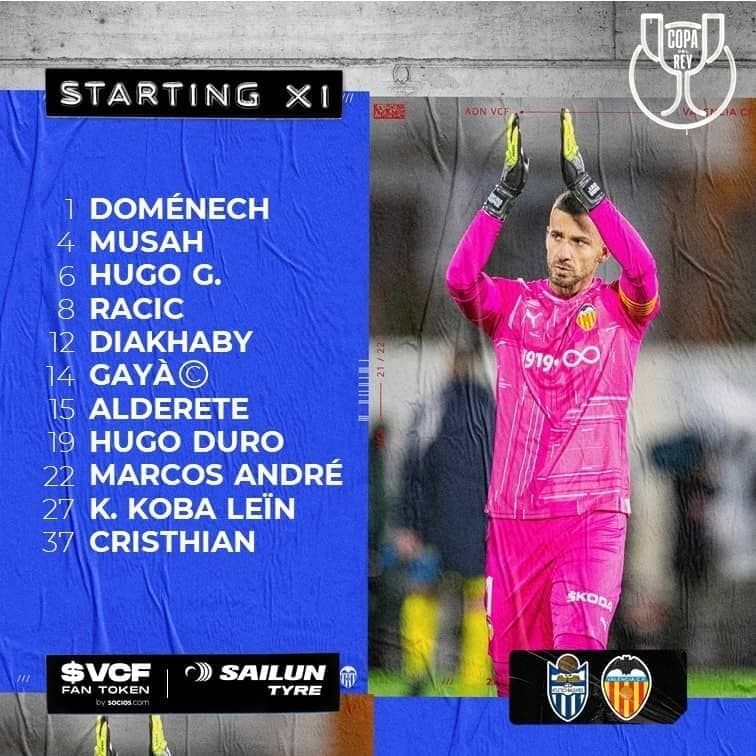 Once titular del Valencia CF
