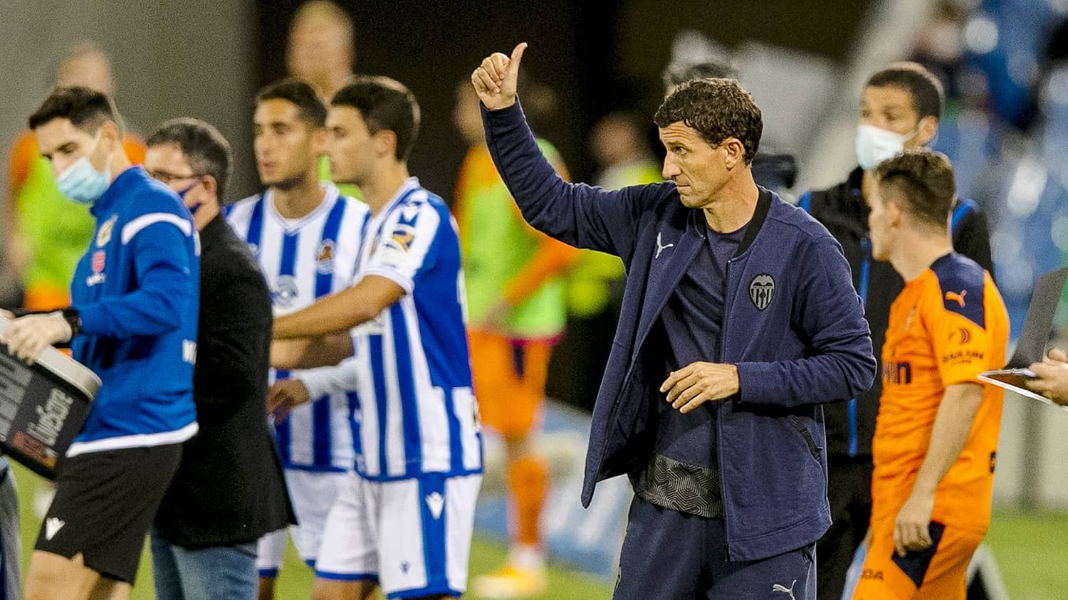 Javi Gracia en el Real Sociedad-Valencia CF