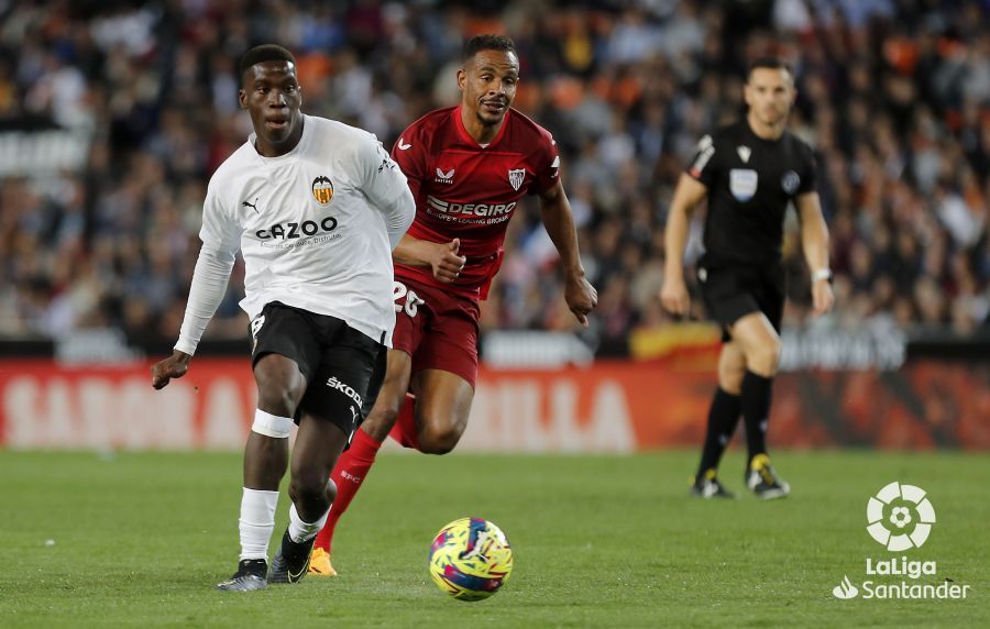 Ilaix Moriba, en el Valencia - Sevilla.