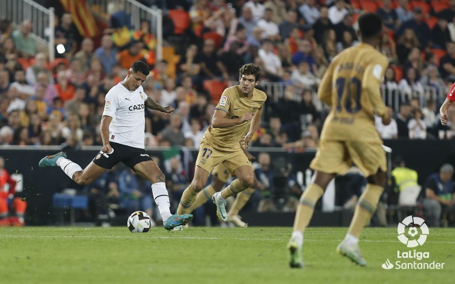 Marcos André, durante el Valencia-Barcelona.