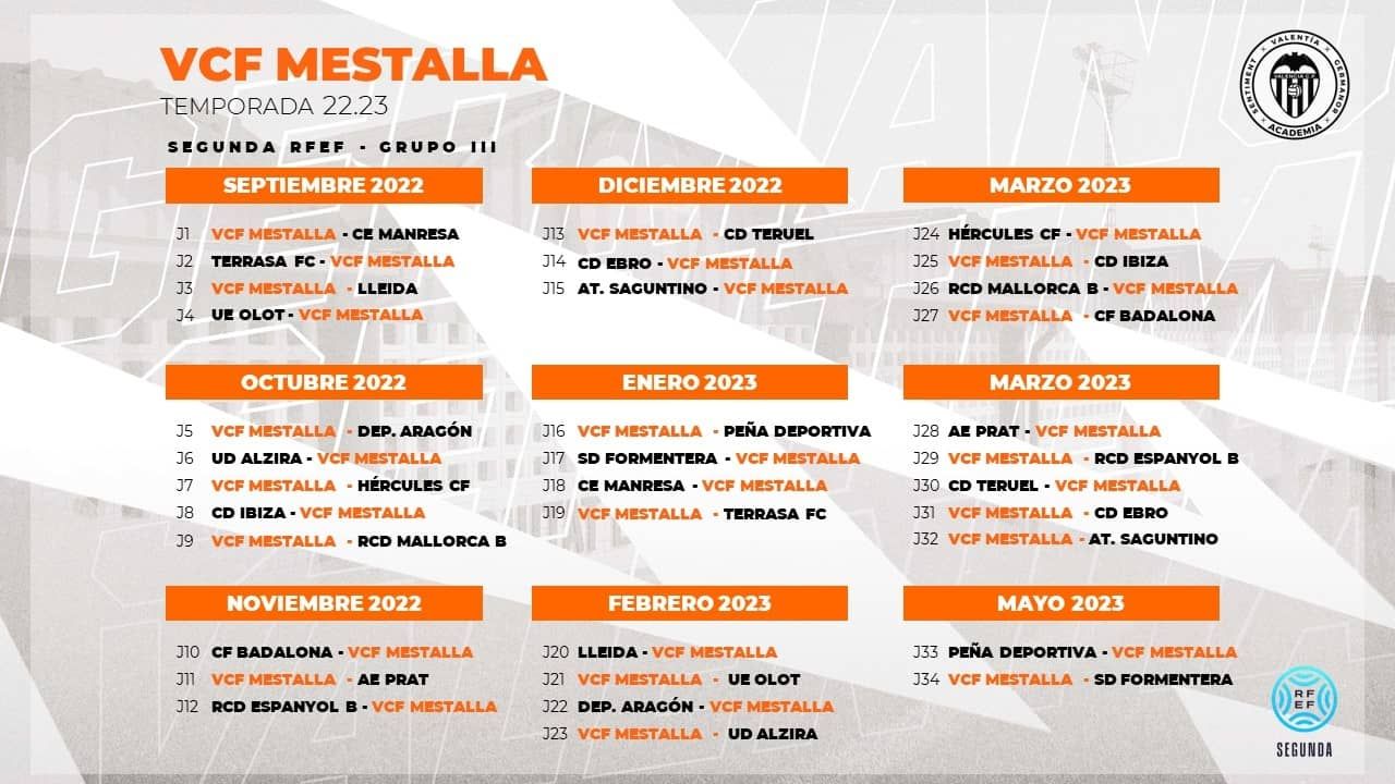  Calendario del VCF Mestalla