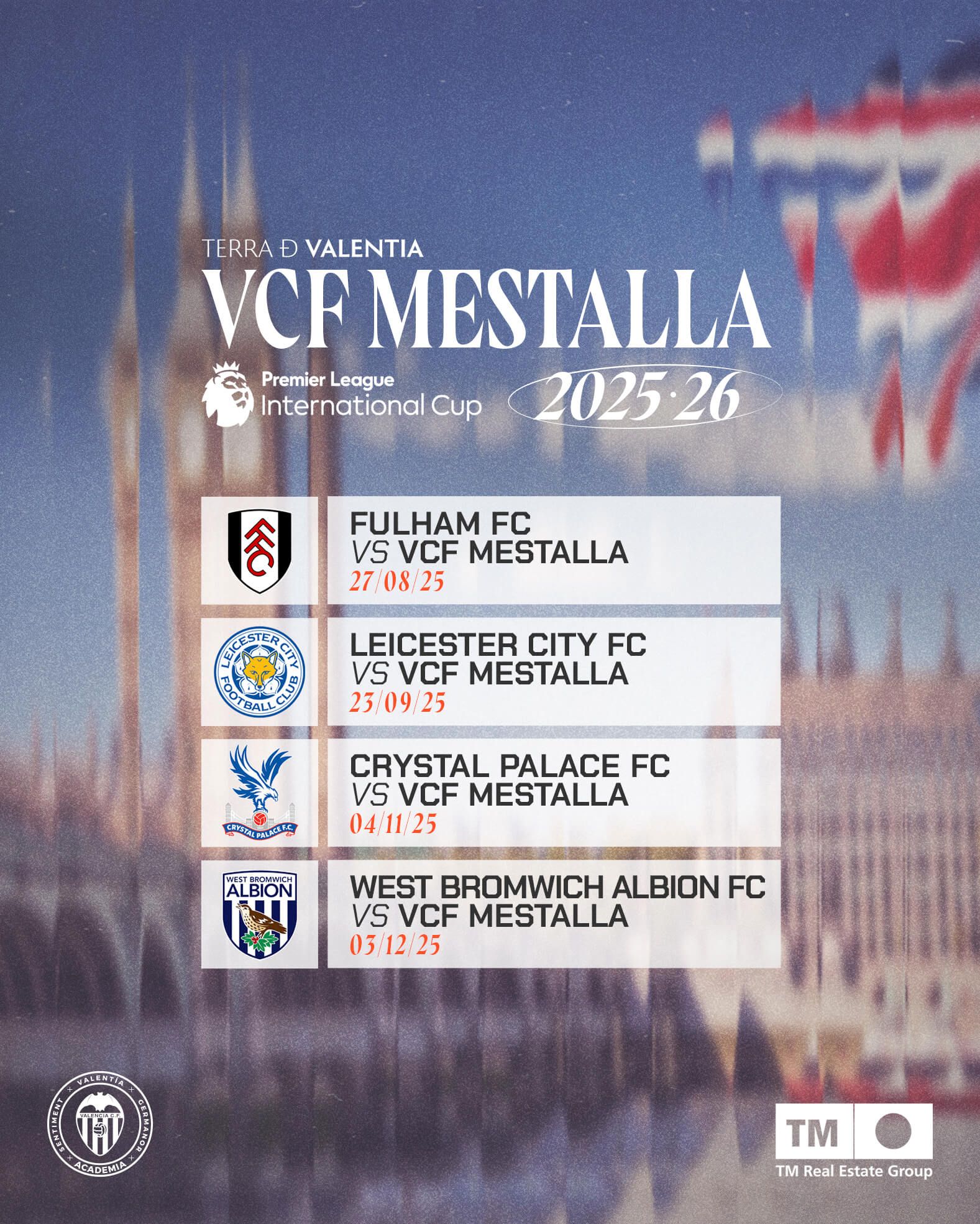 Calendario internacional de VCF Mestalla