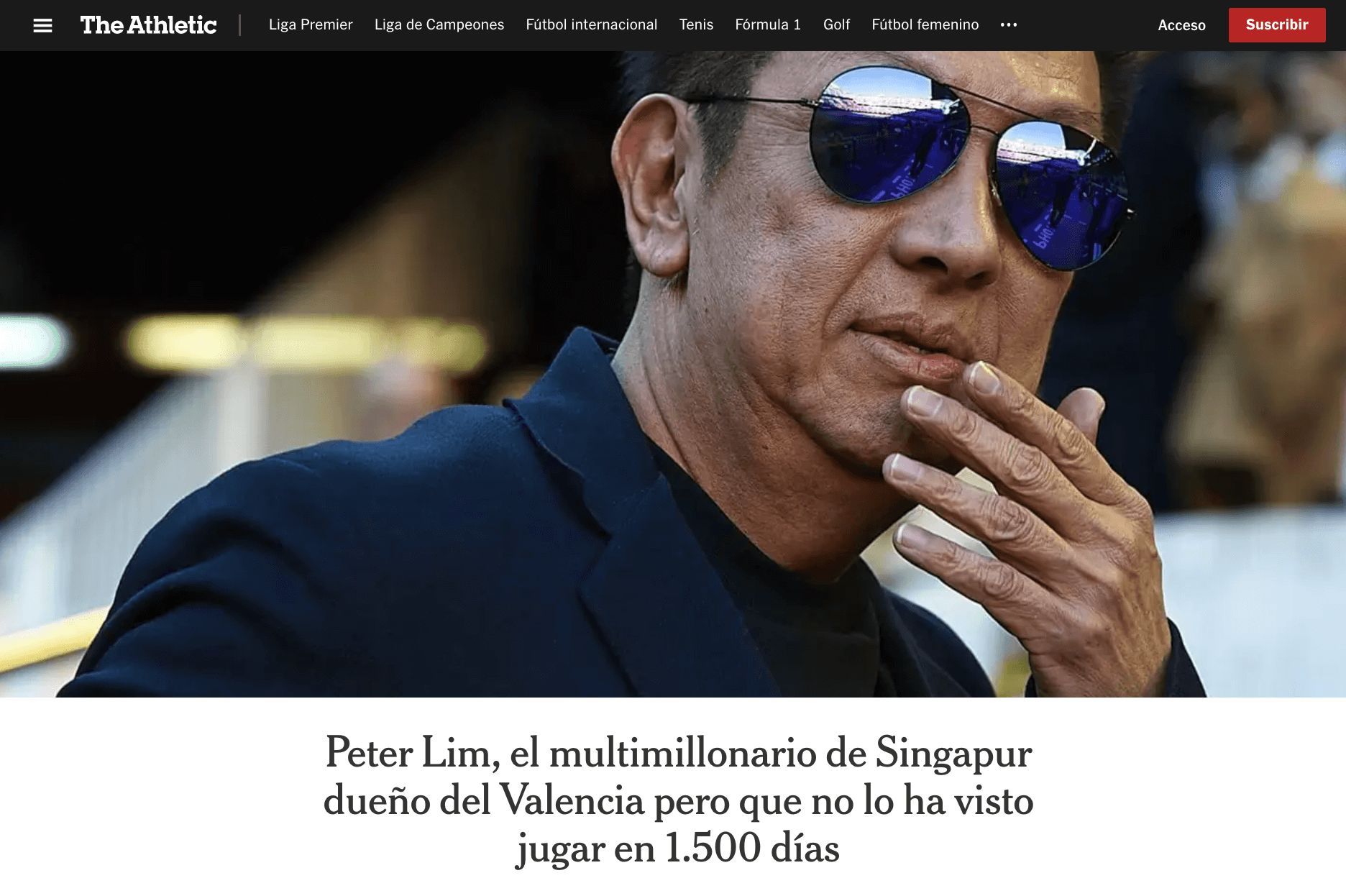  El artículo de The Athletic en el New York Times sobre Peter Lim