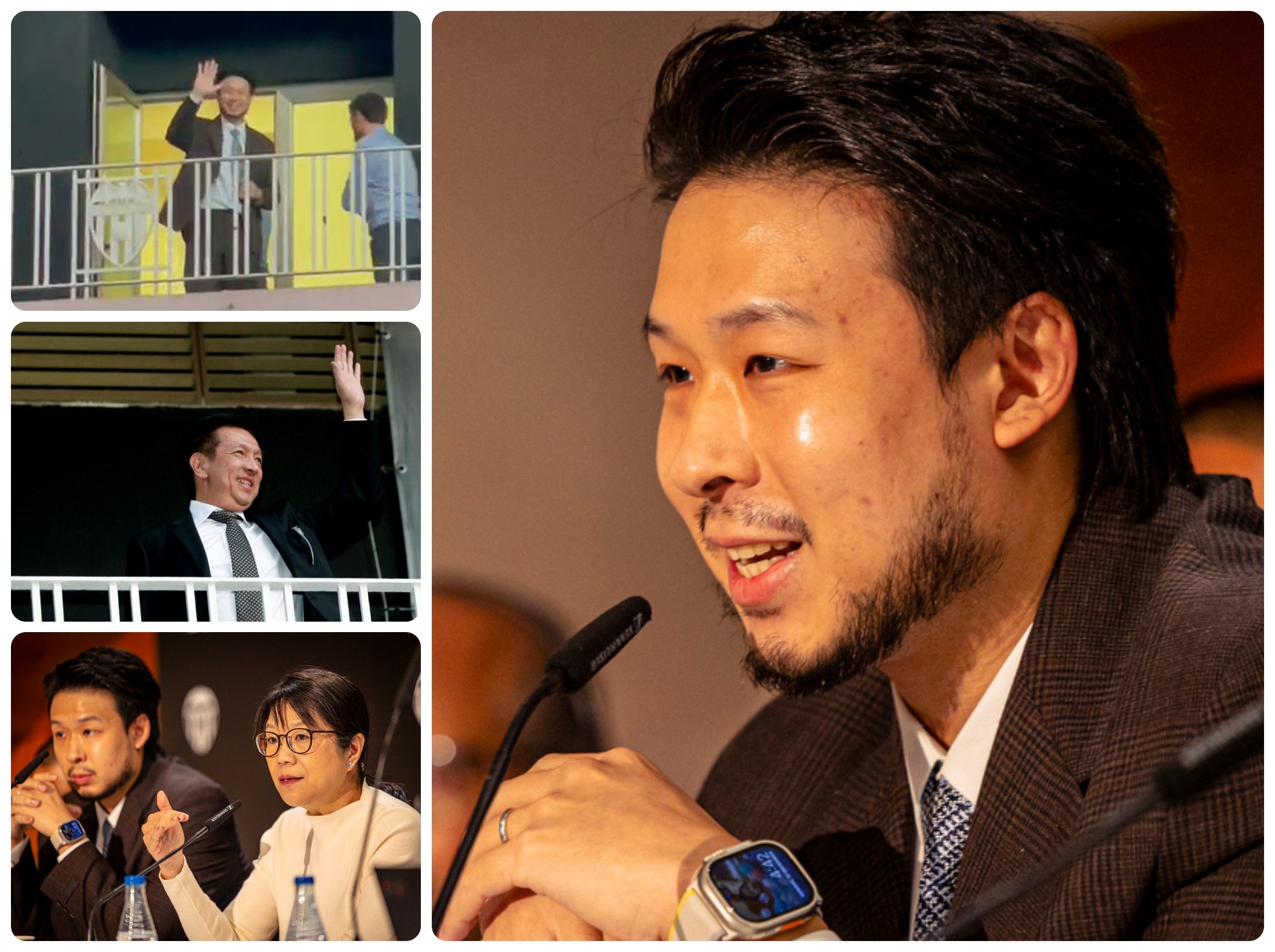 El hijo de Peter Lim saluda desde el balcón de Mestalla