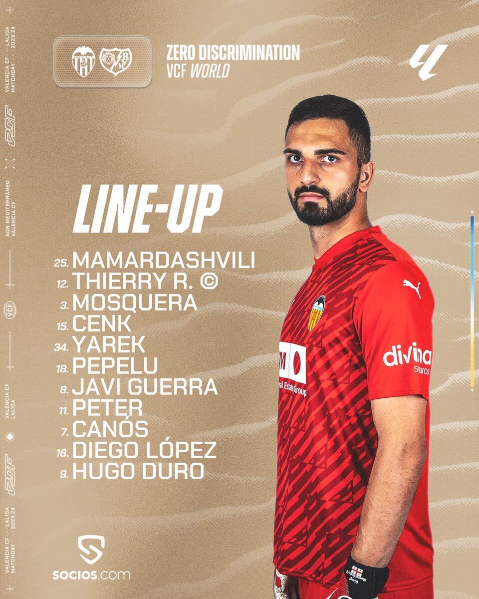  El once titular del Valencia CF.
