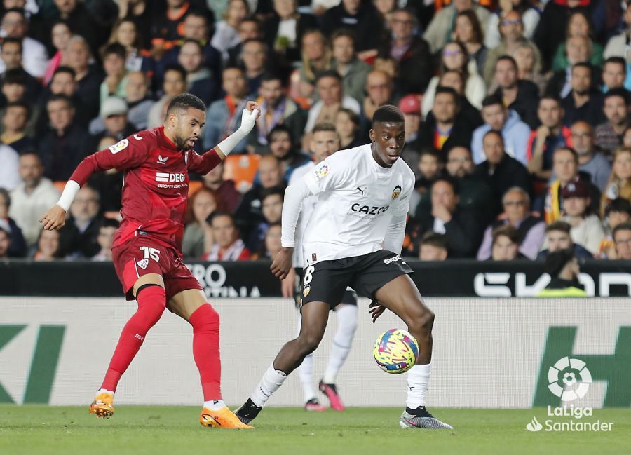 Ilaix Moriba, en el Valencia - Sevilla.