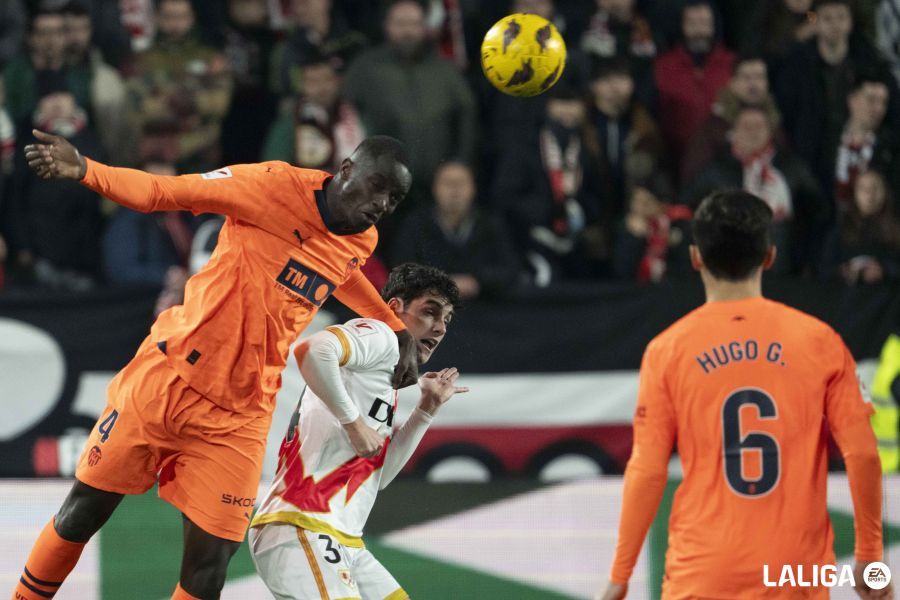 Mouctar Diakhaby, en el Rayo Vallecano - Valencia CF.