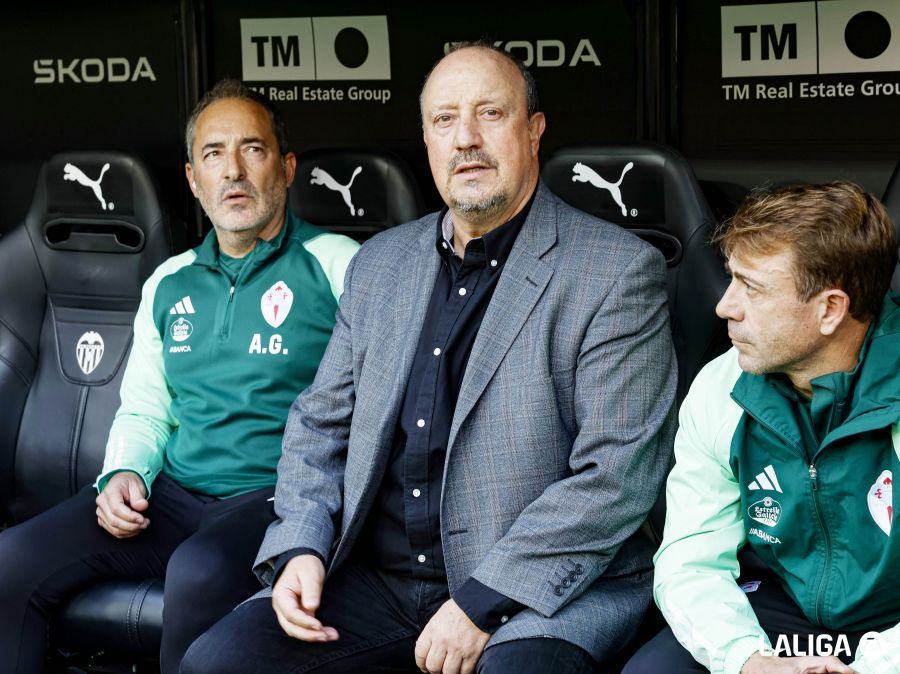 Rafa Benítez, en el Valencia CF - Celta de Vigo.