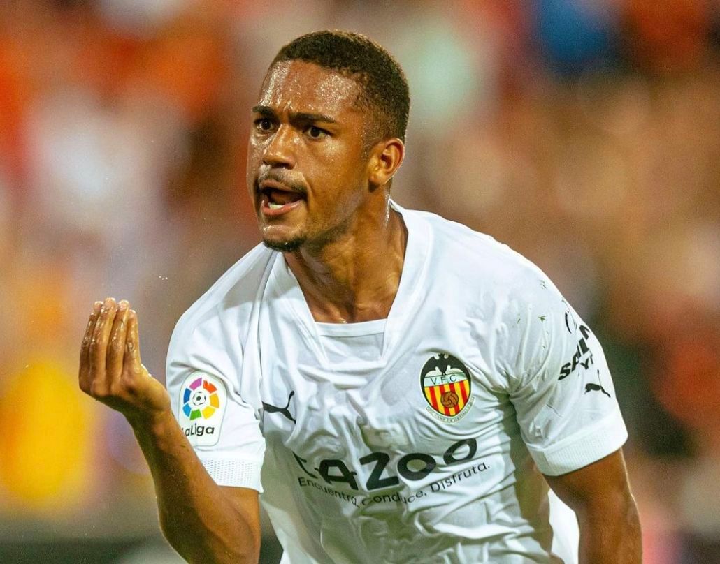  Samuel Lino celebra su gol ante el Getafe