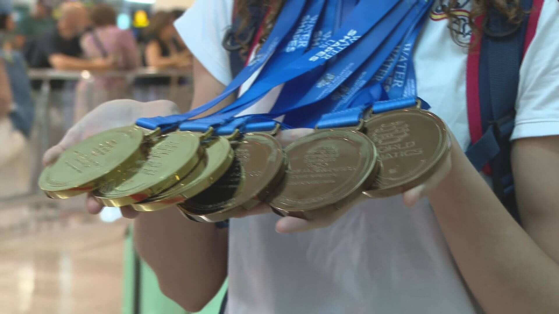 Las seis medallas que ha obtenido Iris Tió en el Mundial de Natación.