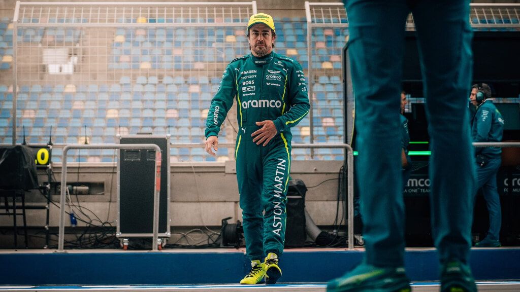  Fernando Alonso, durante los test de Bahréin.