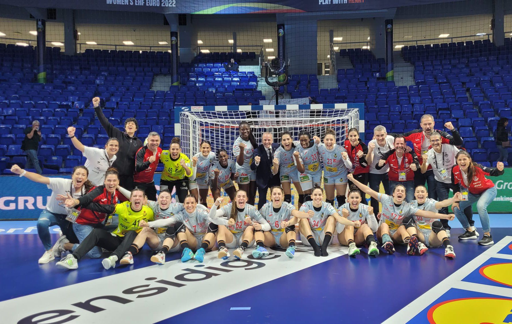  Celebración de las Guerreras tras ganar a Alemania.