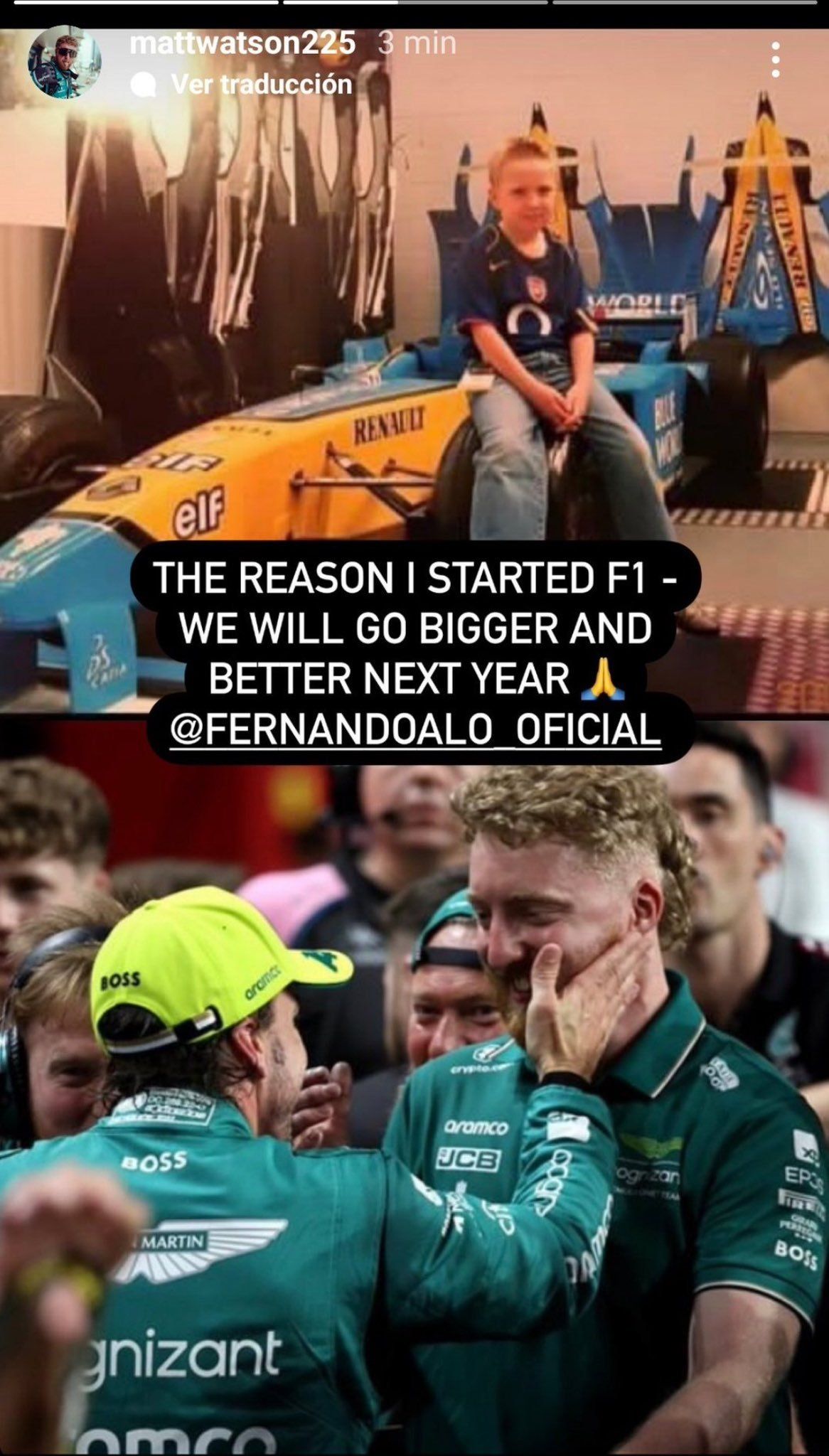 El emotivo mensaje de Matt Wattson, el mecánico "zanahorio" de Fernando Alonso. (X)