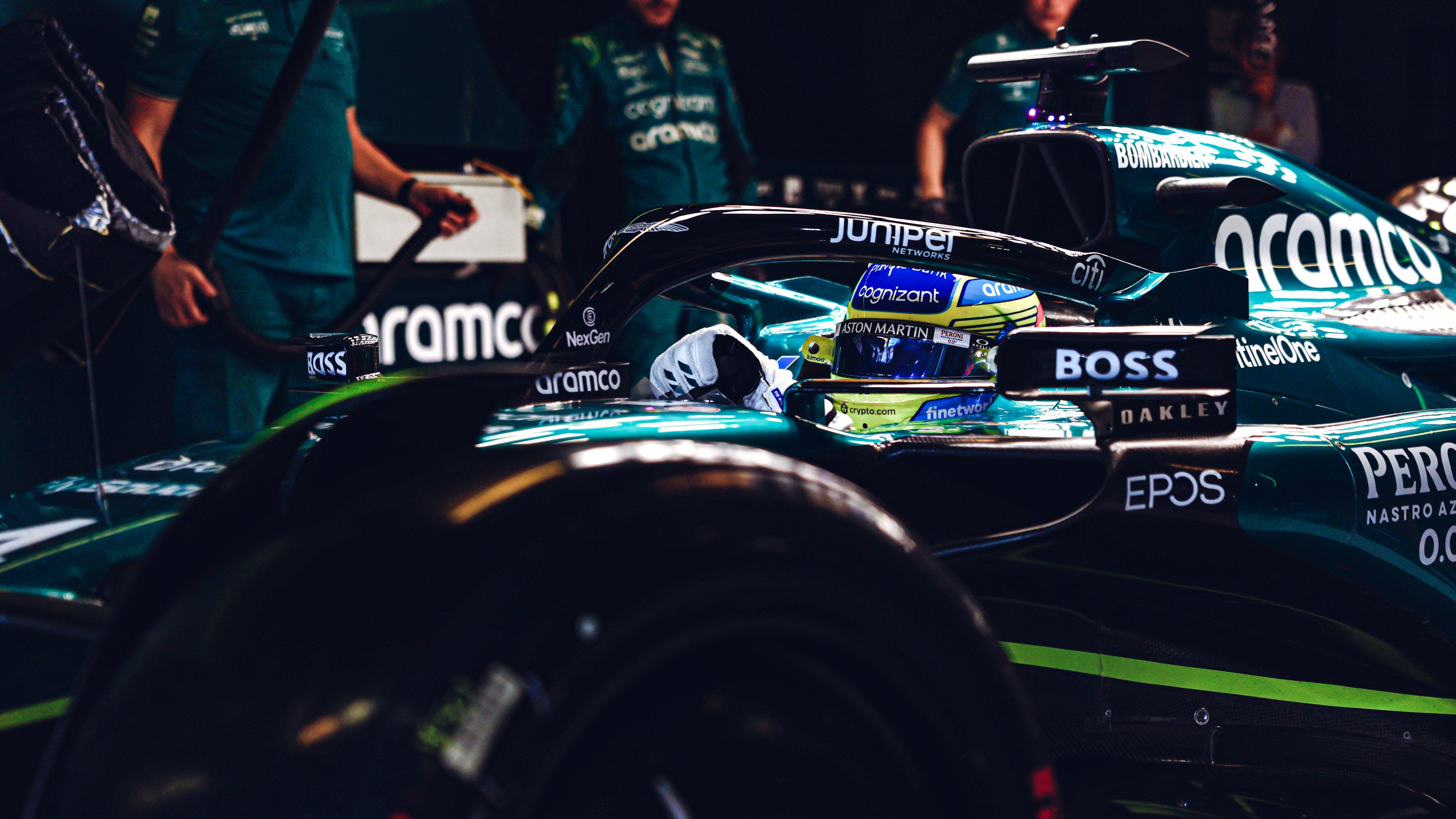 Fernando Alonso, durante el test. (Aston Martin)