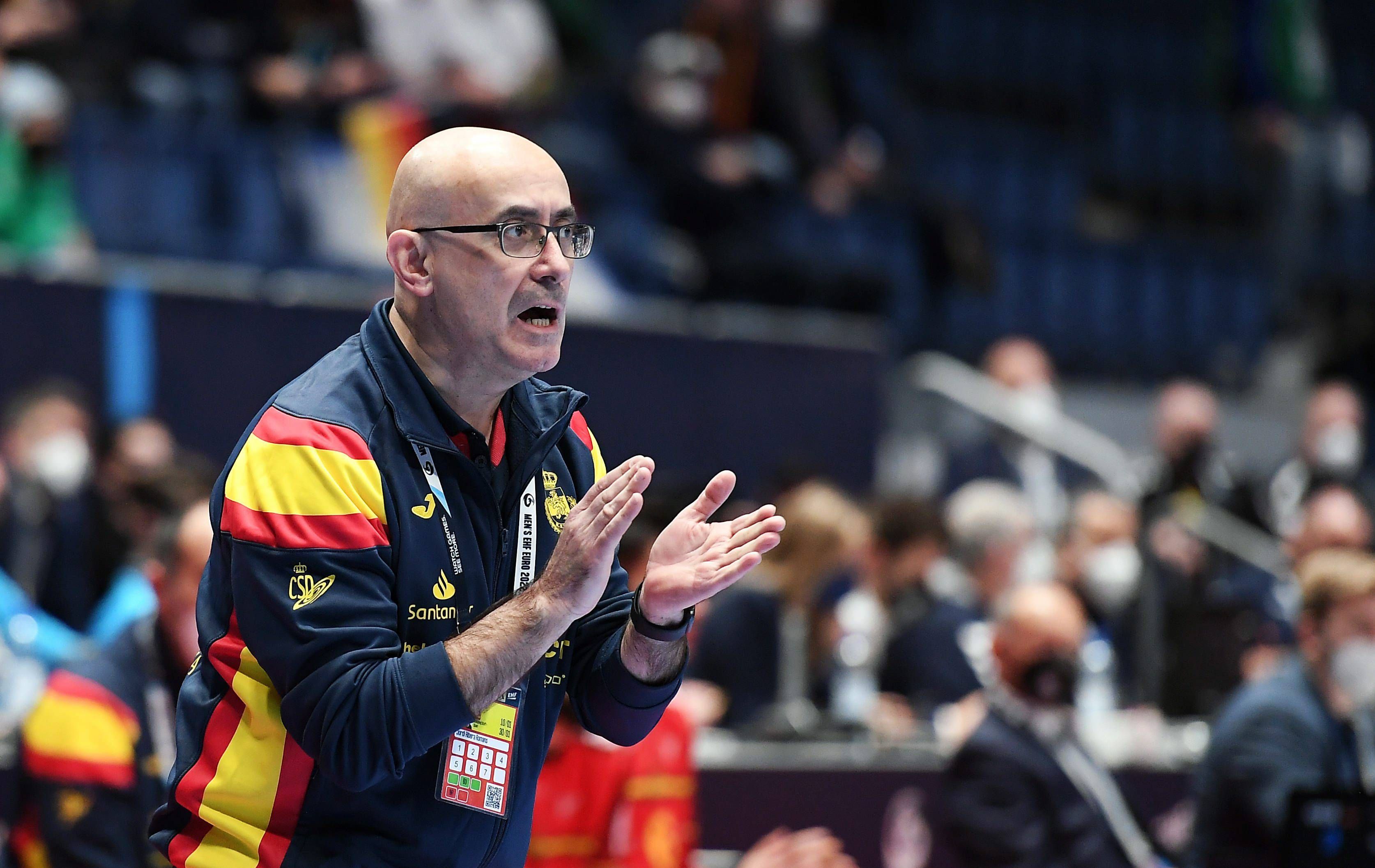 Jordi Ribera en un partido del Europeo con la selección.