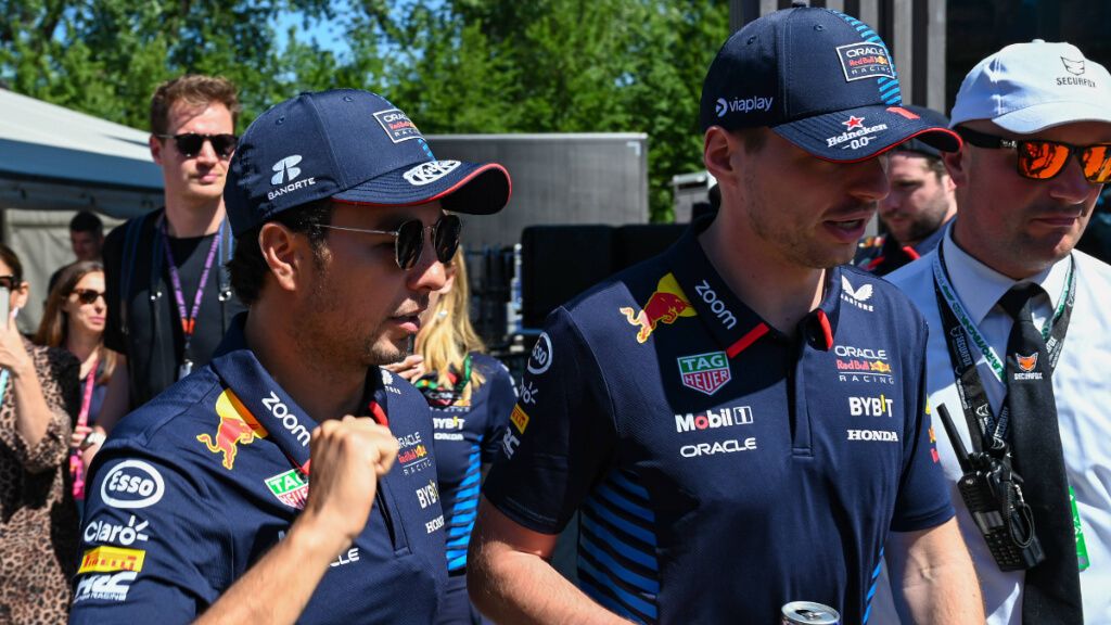 Checo Pérez y Max Verstappen, en el Gran Premio de Imola.