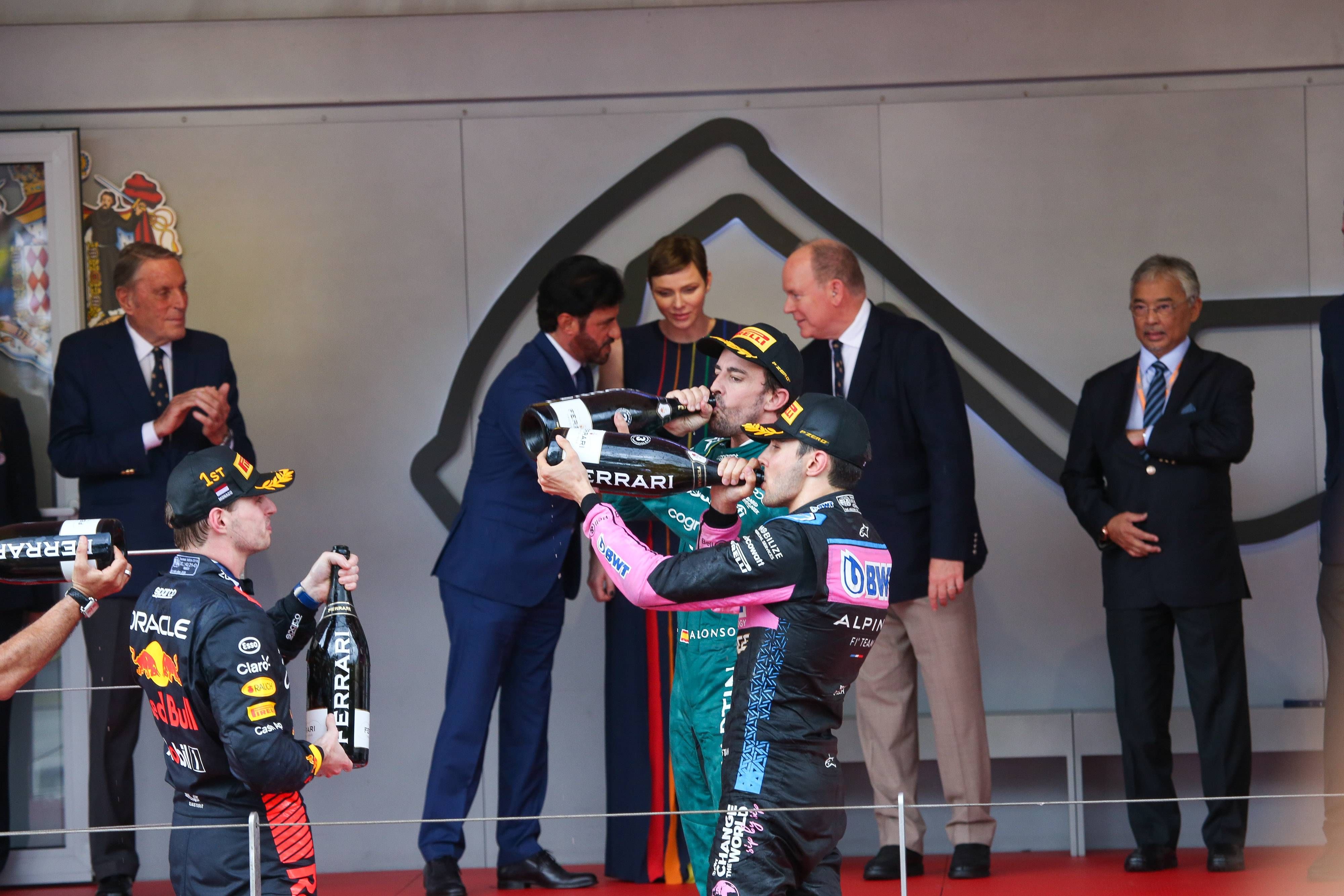  Verstappen, Alonso y Ocon, en el podio del GP de Mónaco 2023 (Cordon Press)