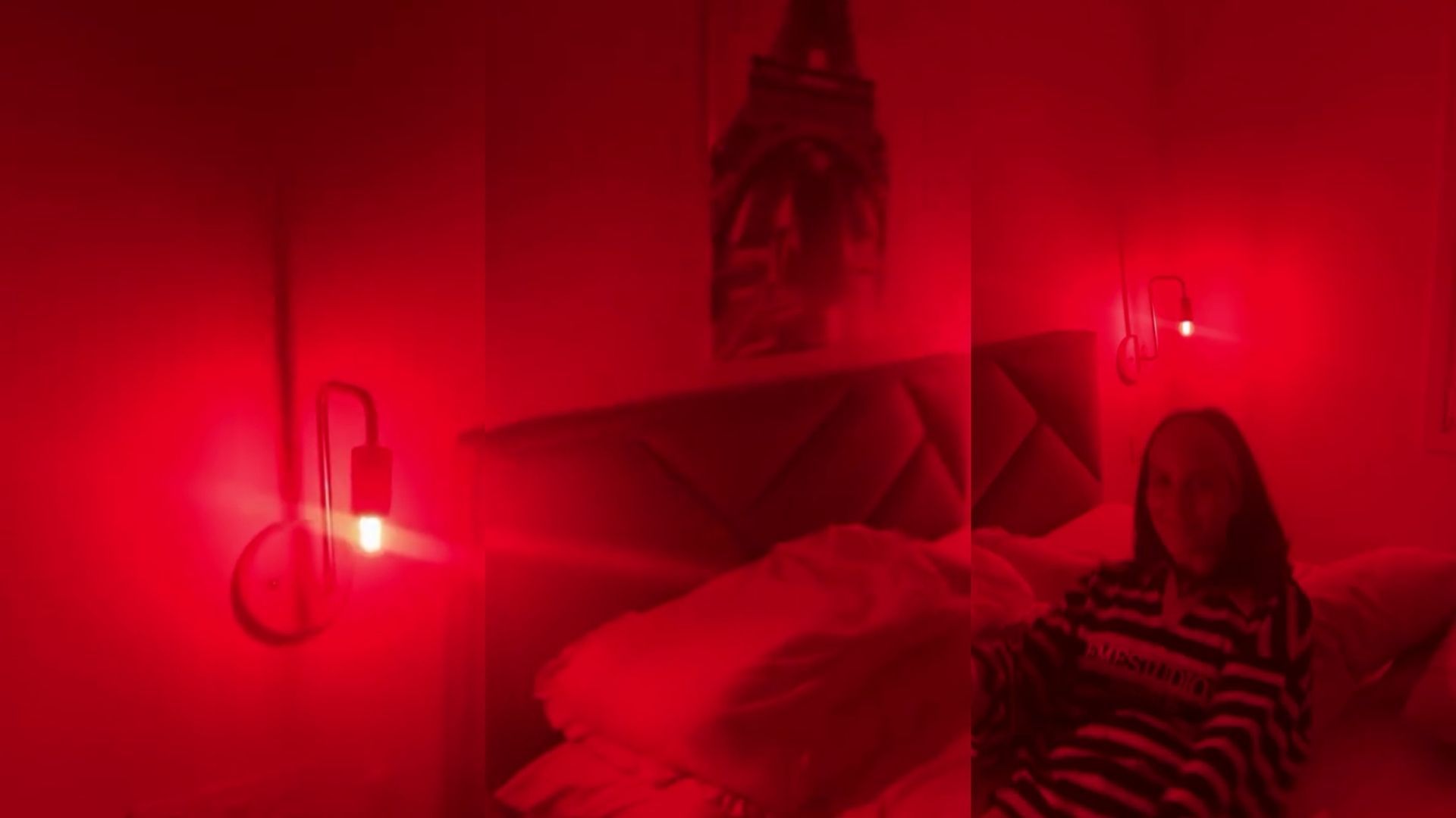 Alejandro Nieto enseña su habitación tras colocar luces rojas