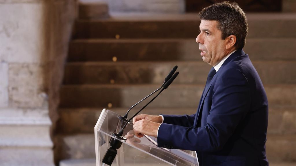 Mazón en el Palau de la Generalitat este lunes