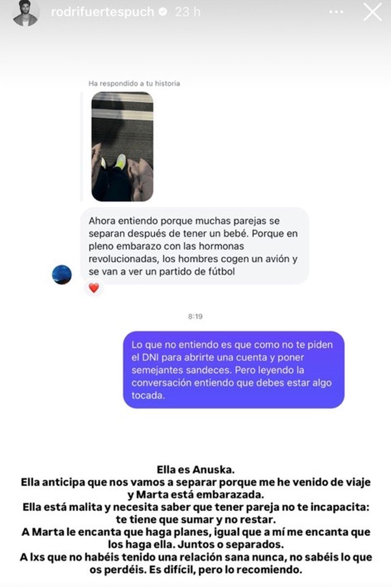 Rodri Fuertes ha estallado tras las críticas por irse de viaje solo