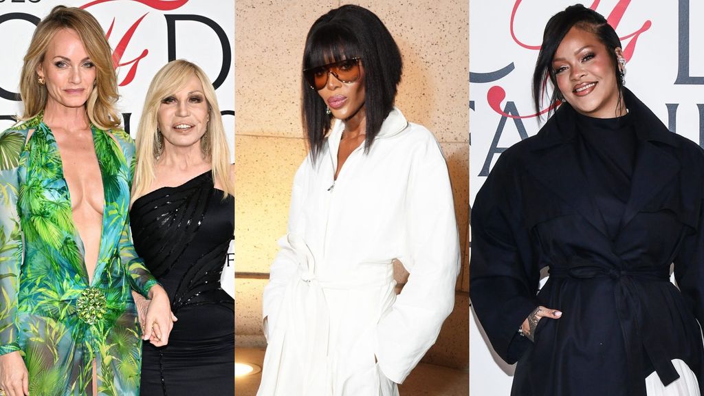 Amber Valleta, Donatella Versace, Naomi Campbell y Rihanna, en un montaje de fotos