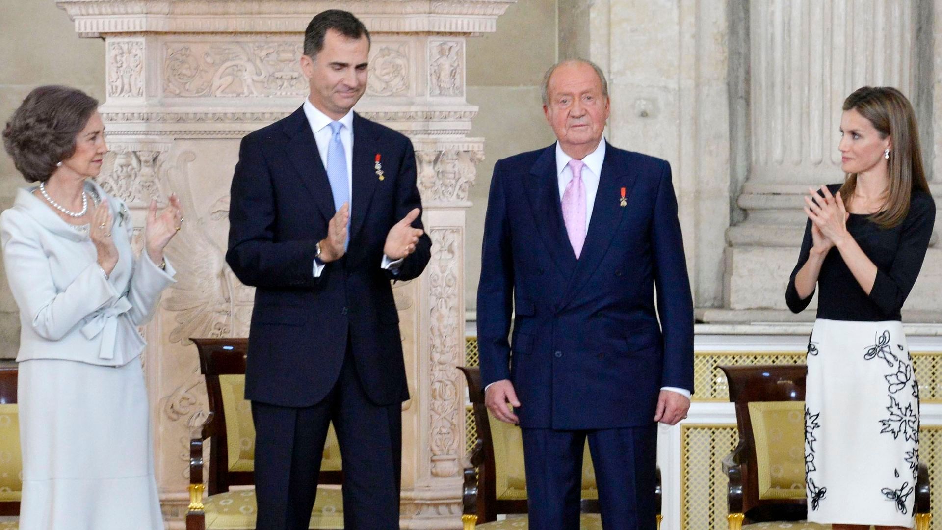 Los eméritos Sofía y Juan Carlos y los reyes Felipe y Letizia en una imagen de archivo