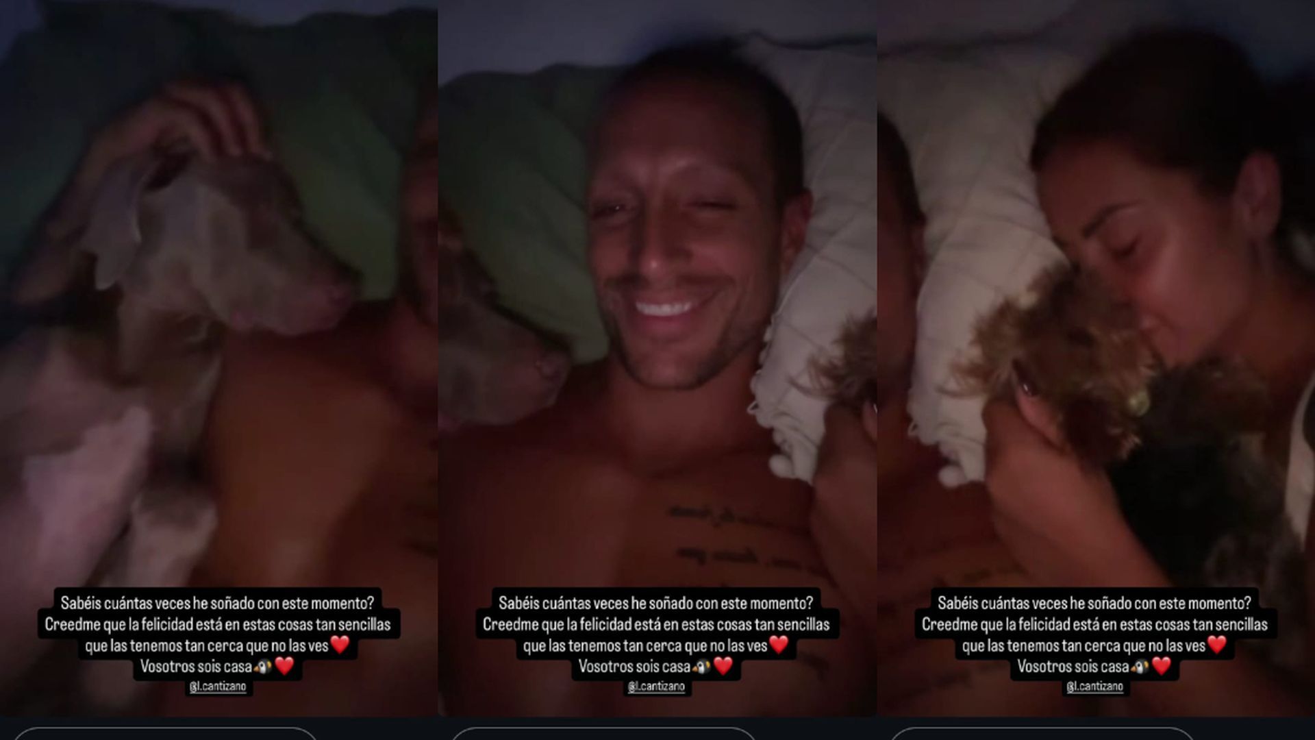 Rubén Torres, de vuelta en casa con su novia Laura y su perro Braco