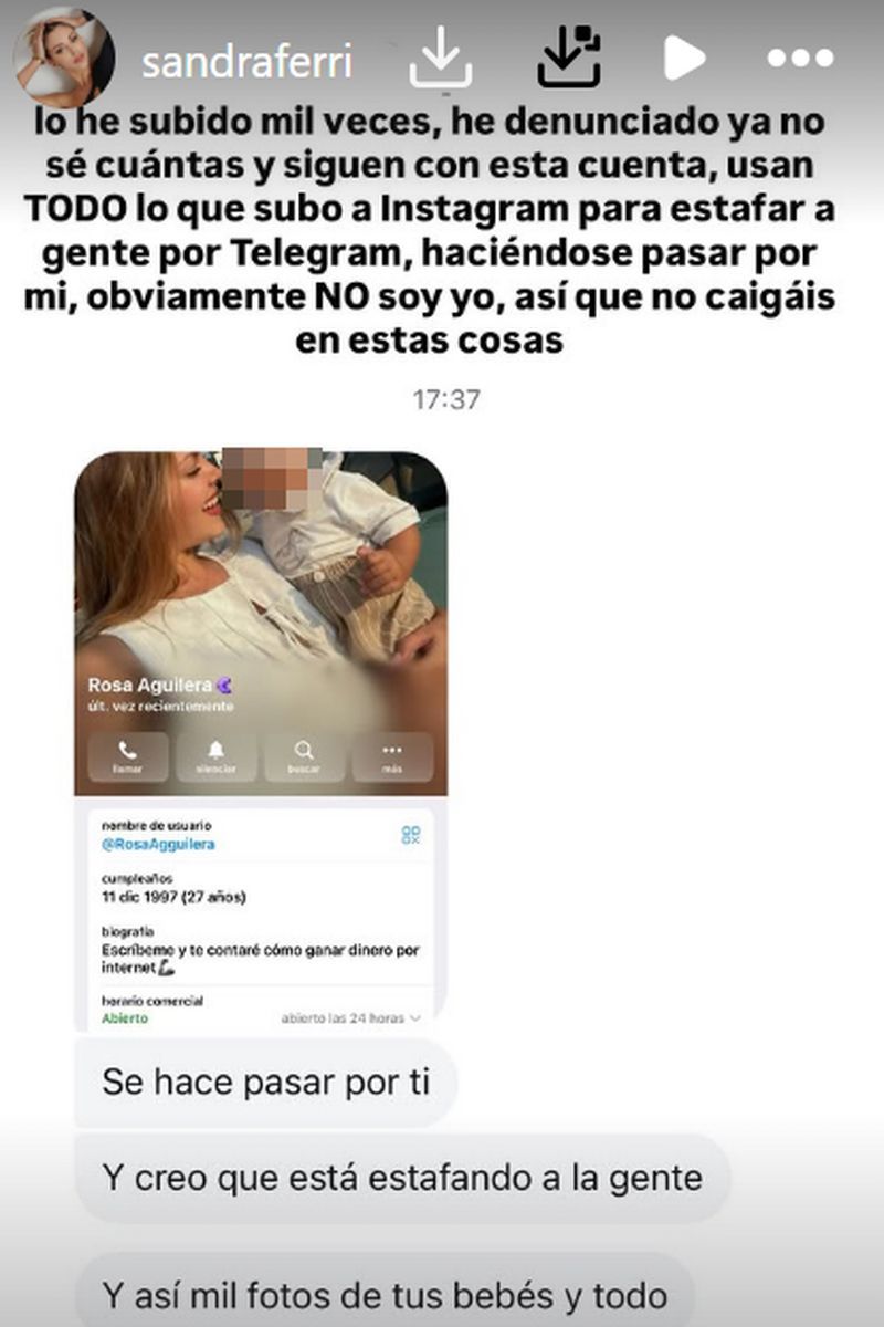 Sandra Férriz denuncia que están suplantando su identidad y manipulando fotos con sus hijos