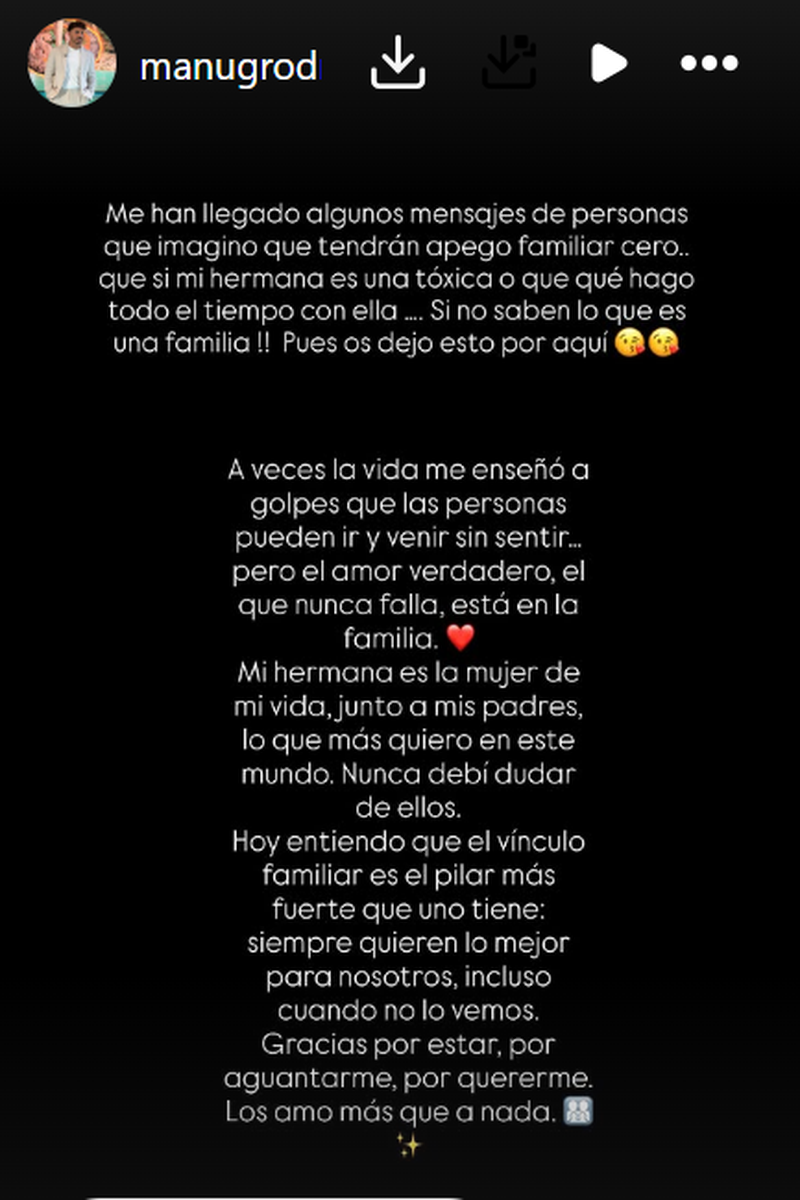 Manuel González ha estallado en sus redes contra los que dicen que su hermana es una mala influencia