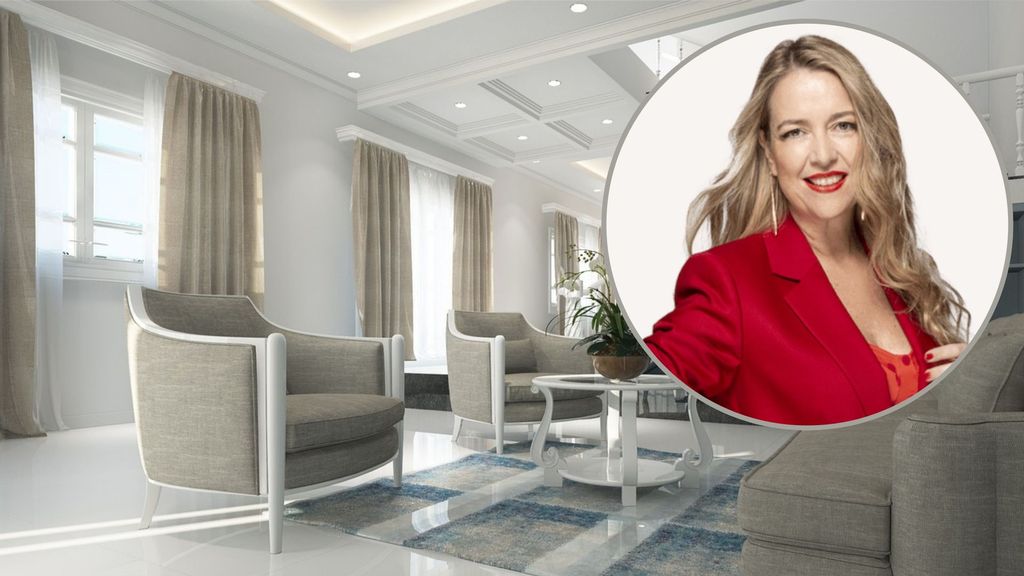 Salón y, arriba a la derecha, la experta en feng shui Montserrat Beltrán