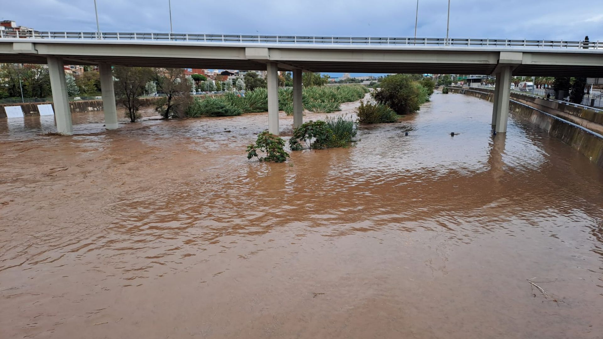 Estado del Parque Fluvial del Besòs tras las fuertes lluvias