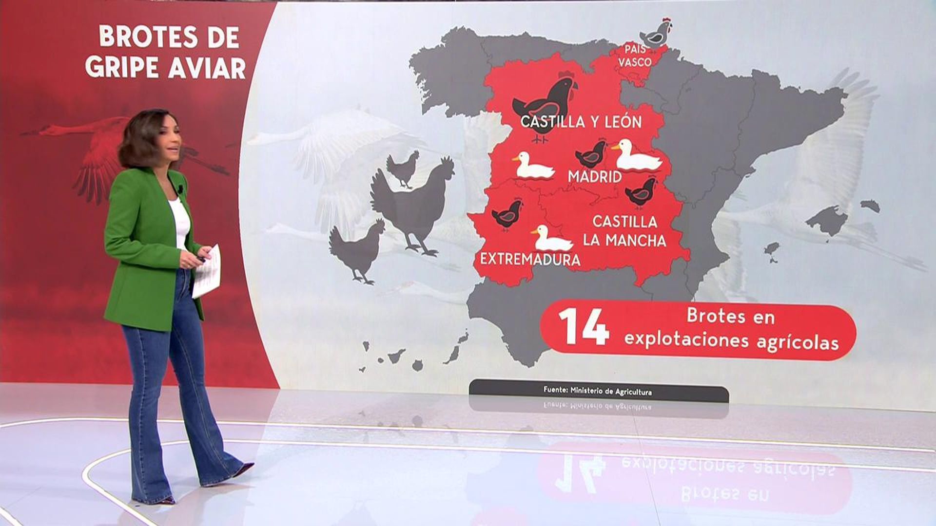 Mapa de España de la gripe aviar