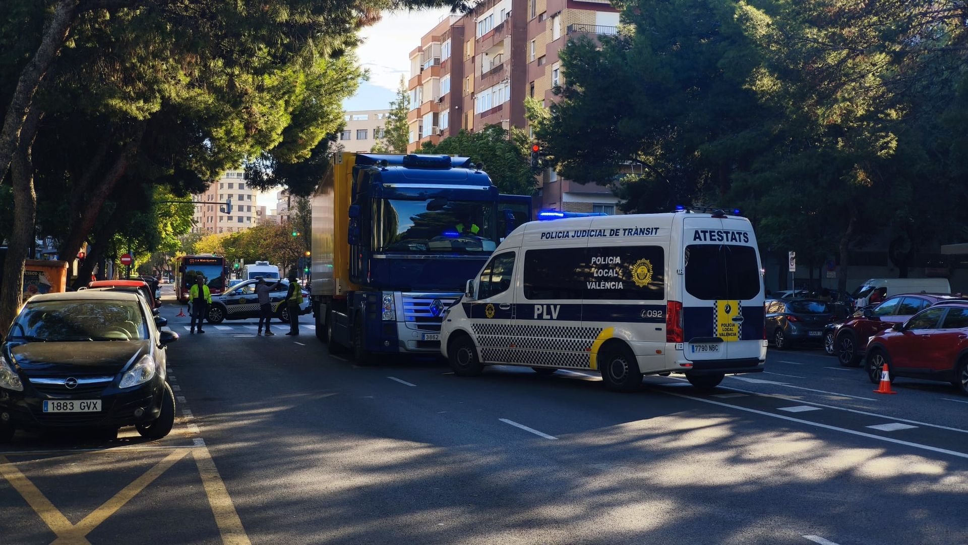 El camión implicado en el atropello