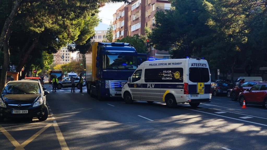 El camión implicado en el atropello