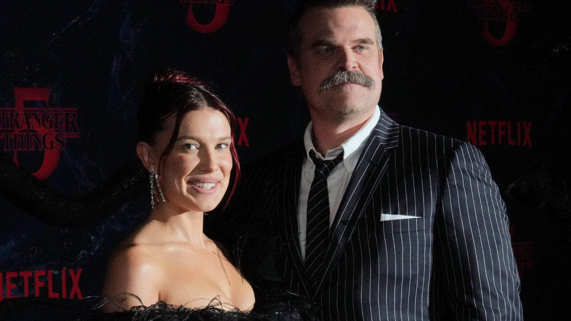 Millie Bobby Brown y David Harbour, en la presentación de la quinta temporada de 'Stranger Things'