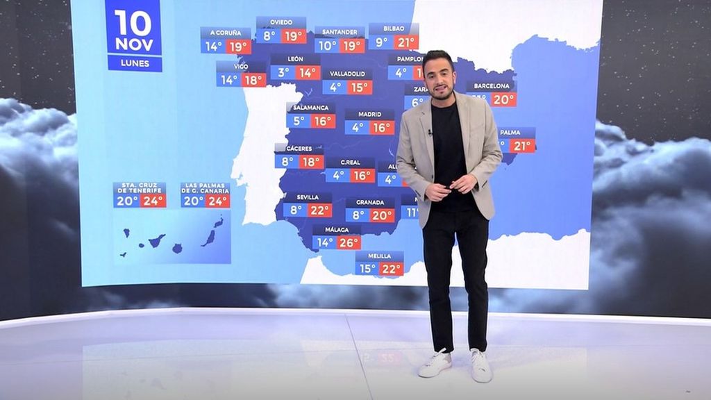 Cielos cubiertos en el noroeste e intervalos nubosos en el resto de España