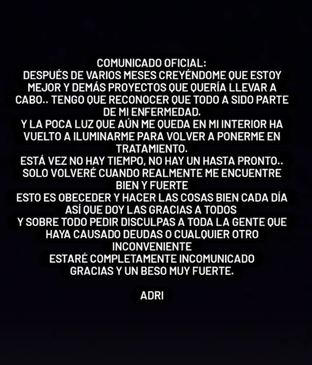 El comunicado de Adrián Rodríguez