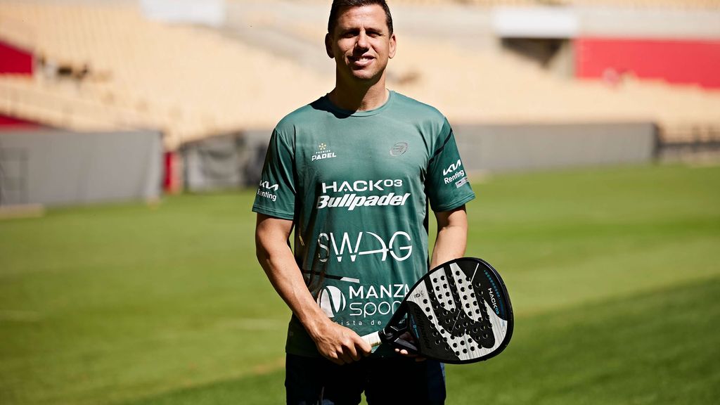 Paquito Navarro, en la presentación del Premier Padel en el Estadio de La Cartuja