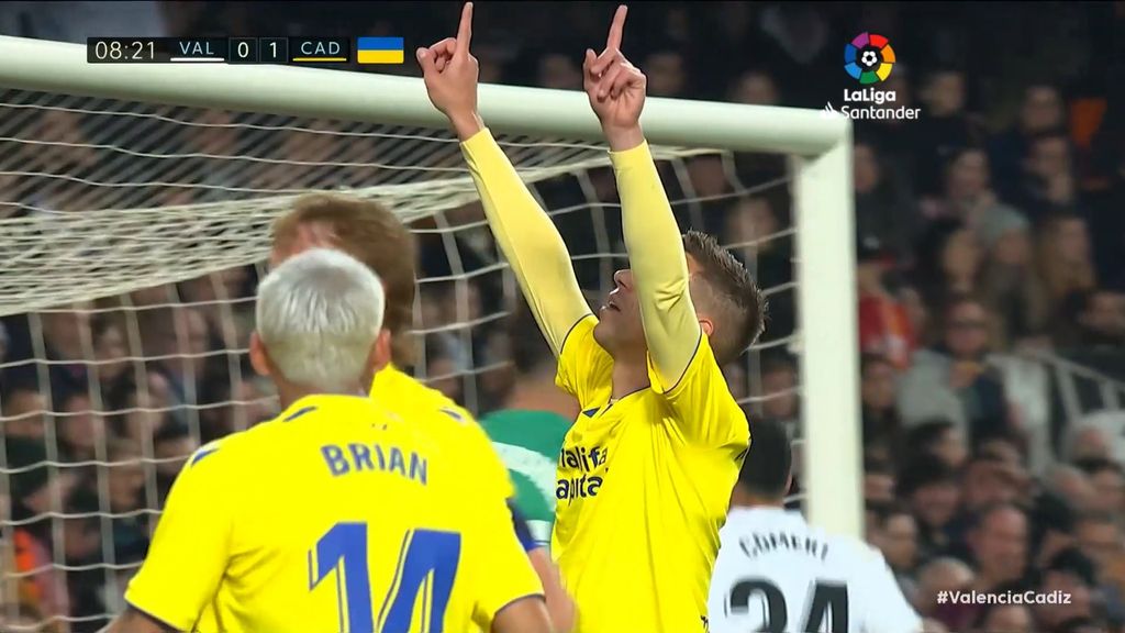 Valencia 0-1 Cádiz: Gol de Alcaraz
