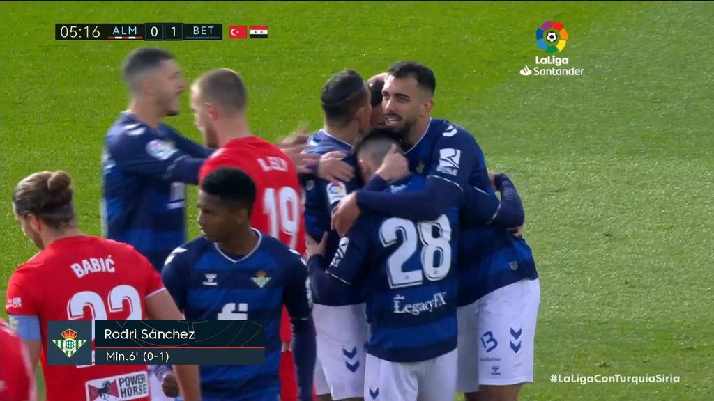 Almería 0-1 Betis: Gol de Rodri