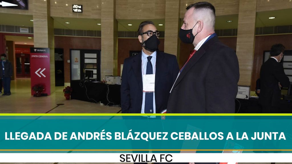 Llegada de Andrés Blázquez Ceballos a la Junta General de Accionistas 2020 del Sevilla FC