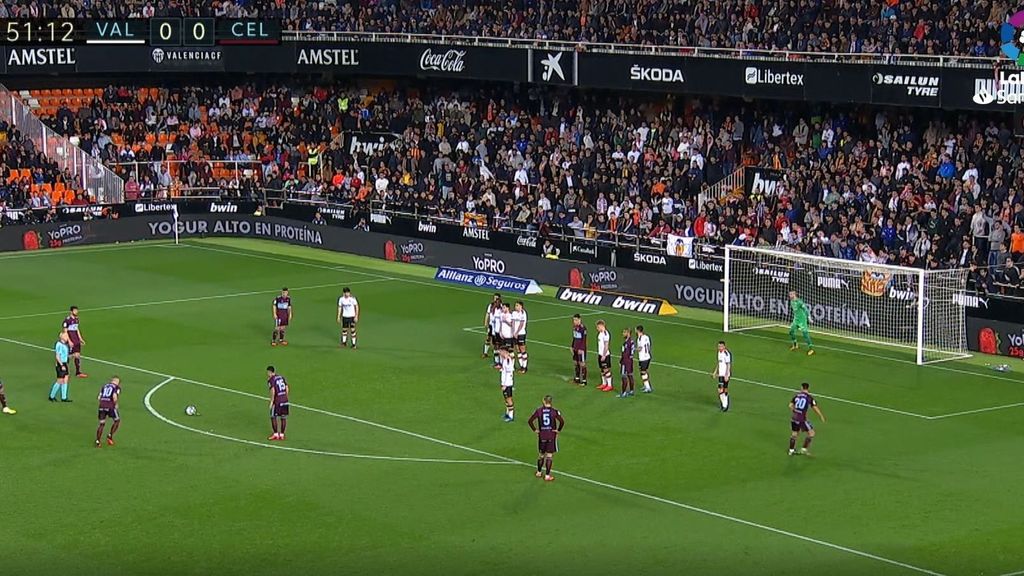 Valencia - Celta de Vigo: Ocasión de falta de Aspas (Jornada 22)