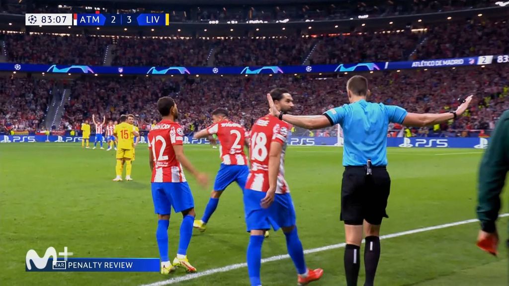 Atlético 2-3 Liverpool: Penalti anulado al Atlético