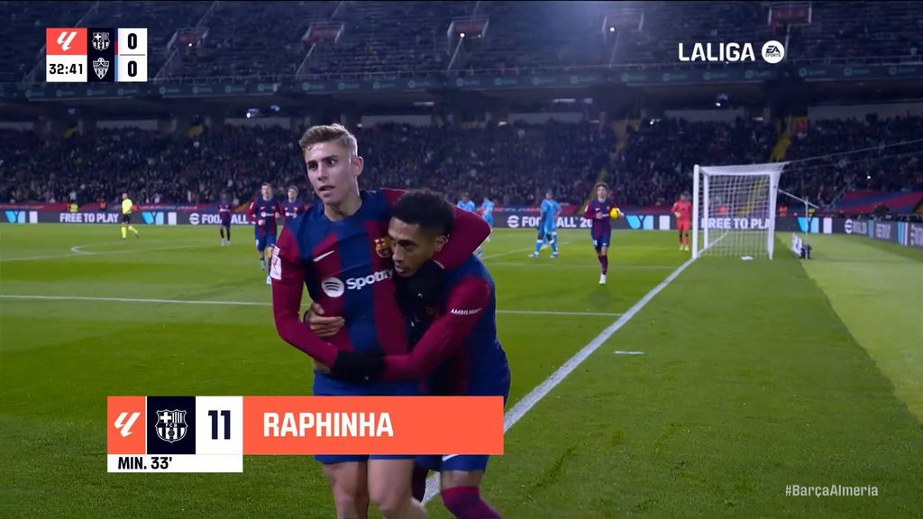 Barcelona 1-0 Almería: Gol de Raphinha