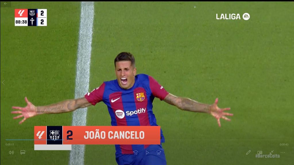 Barcelona 3-2 Celta: Gol de Cancelo