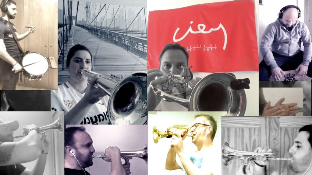 La espectacular interpretación del Himno del Centenario del Sevilla por la Banda de las Tres Caídas de Triana